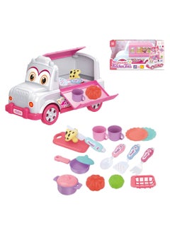 Swift 2 in 1 Deluxe Bus Kitchen Toys, Moving Restaurant Toy, Pretend Cooking Food Play Dinnerware Set Safe Cute Children Girl Toy Gift Fun Game Toy Kitchen  - Image 1