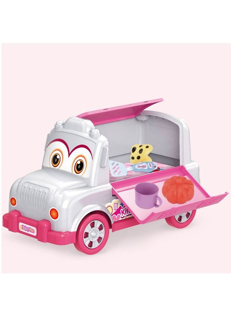 Swift 2 in 1 Deluxe Bus Kitchen Toys, Moving Restaurant Toy, Pretend Cooking Food Play Dinnerware Set Safe Cute Children Girl Toy Gift Fun Game Toy Kitchen  - Image 4