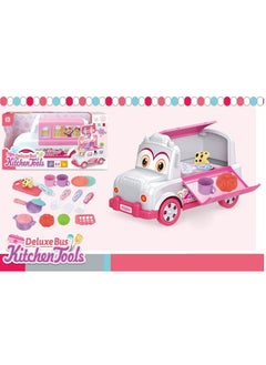 Swift 2 in 1 Deluxe Bus Kitchen Toys, Moving Restaurant Toy, Pretend Cooking Food Play Dinnerware Set Safe Cute Children Girl Toy Gift Fun Game Toy Kitchen  - Image 2