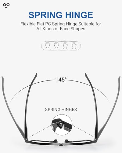 JOLISU 5 Pack Reading Glasses for Women, Lightweight Square Readers for Men & Women, Blue Light Protection, Classic Style, Spring Hinges(1.75) - Image 4