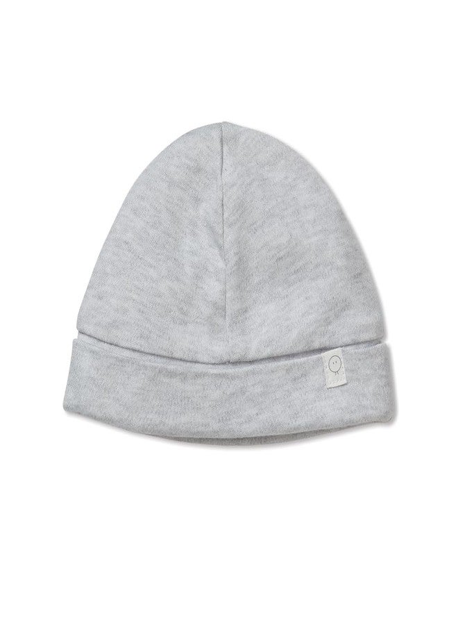 MORI Baby Flexible Roll Up Hat in Grey for Boys and Girls - Comfort Unisex Infant Beanie - Breathable Headwear - 0-3 Months - Image 1