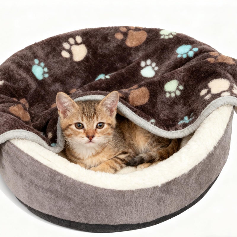 Retainbre 12 Pcs Small Dog Blanket Fleece Puppy Blankets Washable Pet Blankets for Cats Soft Flannel Paw Printed Throw for Guinea Pig Indoor Kittens Doggie (23 X 16 Inch,Dark Gray) - Image 4