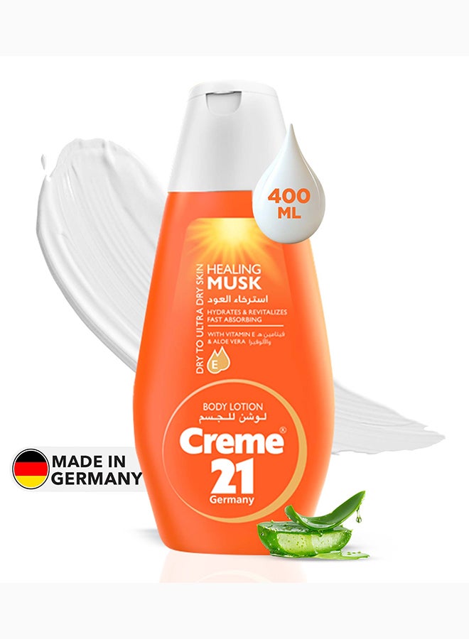 Creme 21 Healing Musk Body Lotion - 400ml | Intense Moisturization & Nourishment for Dry to Ultra Dry Skin | Fast-Absorbing with Vitamin E & Aloe Vera | Luxurious Musk Fragrance | Made in Germany