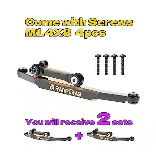 RampCrab RC Steering Links for SCX24 AX24 2 Sets Brass HighTightening Rod Tie Link for 124 RC Crawler SCX24 AX24 Bronco Deadbolt JLU B17 Gladiator C10 RC Crawler Car Upgrade Parts Black coating - Image 5