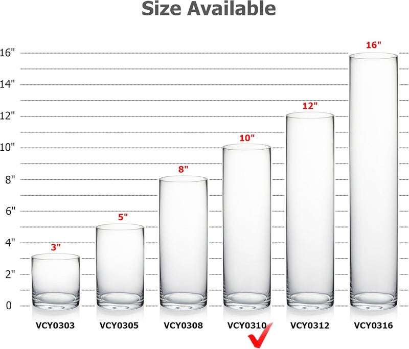 WGVI WGV Cylinder Vase, 3" W x 10" H, Clear Bud Skinny Narrow Glass Candle Holder Planter Terrarium for Wedding Party Flowers Centerpieces Home Office Decor, 1 Piece - Image 2