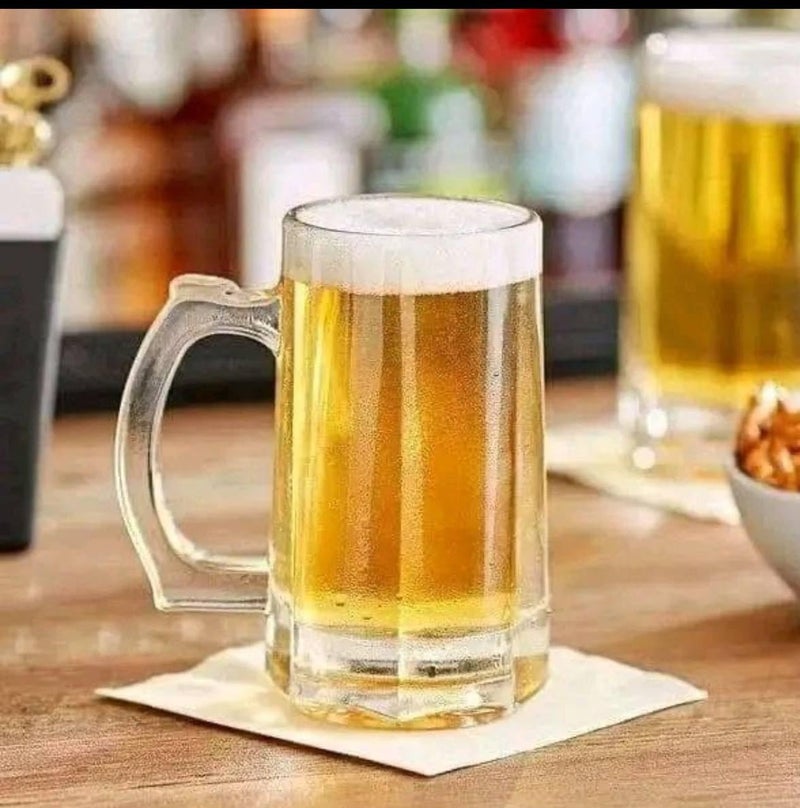 Generic Clear Glass Beer Mug, 400ml Capacity, Set of 2 Large Mugs for Home and Bar Use, .sn