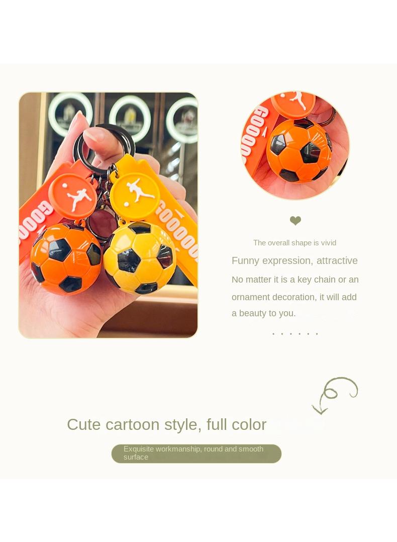 Cartoon Creative World Cup Soccer Keychain Car Pendant Yellow - Image 2
