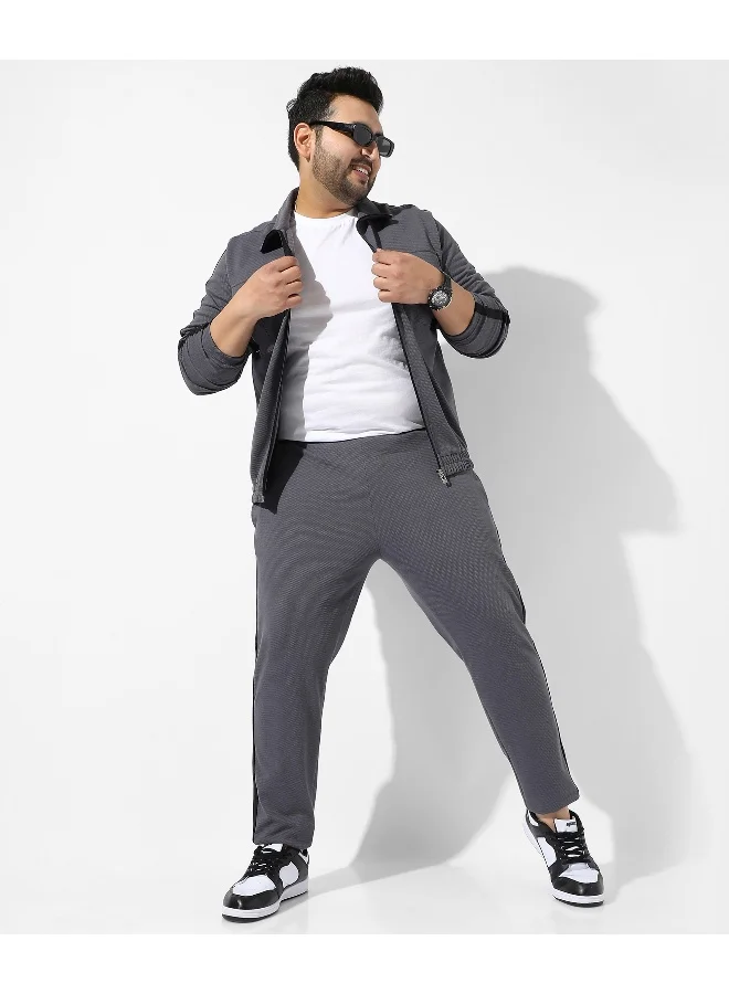Instafab Plus Men's Solid Charcoal Grey Regular Fit Co-Ords Set