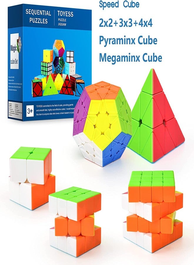 AUTHFORT Speed ​​Cube Set, Original 3x3 Magic Cube + 4x4 Cube + 2x2 Magic Cube + Megaminx + Pyraminx Pyramid Cube (5 PCS) - Image 4