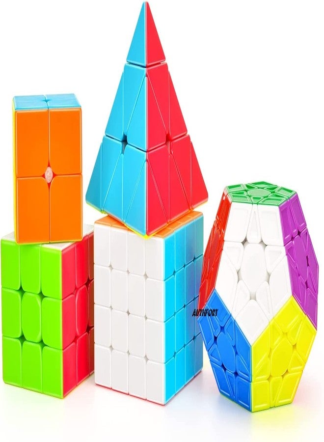 AUTHFORT Speed ​​Cube Set, Original 3x3 Magic Cube + 4x4 Cube + 2x2 Magic Cube + Megaminx + Pyraminx Pyramid Cube (5 PCS) - Image 1
