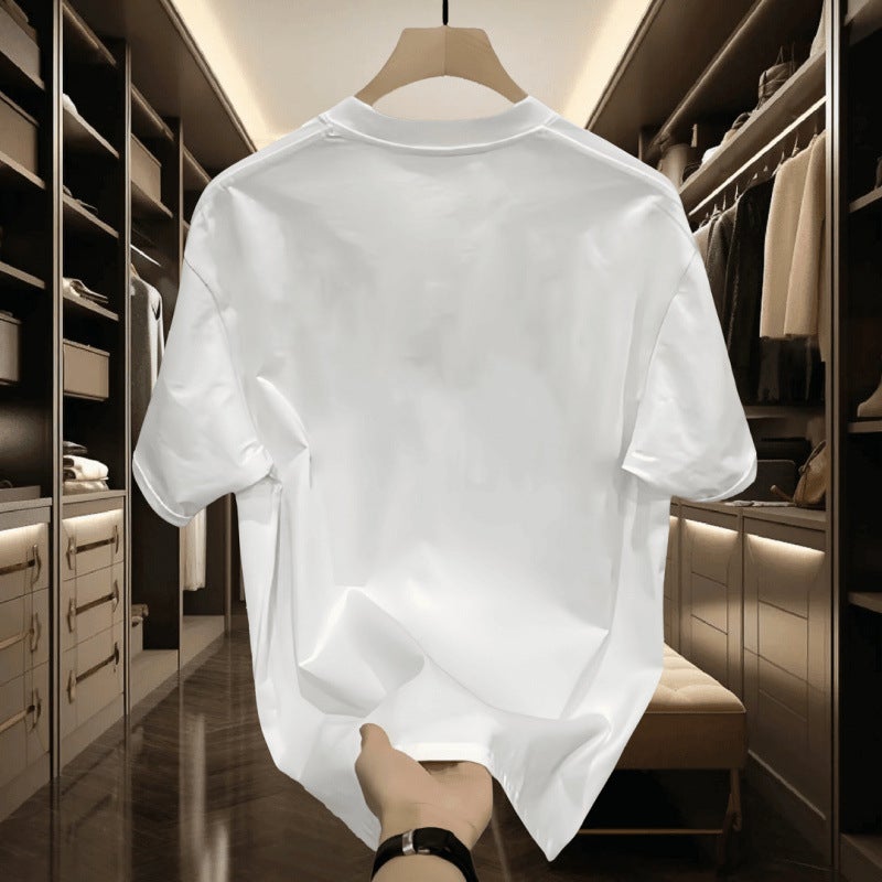 American Simple Style Letter Printed Short-Sleeved T-Shirt Men'S Summer Trendy Brand Loose Cotton Versatile Casual Bottoming Top - Image 5