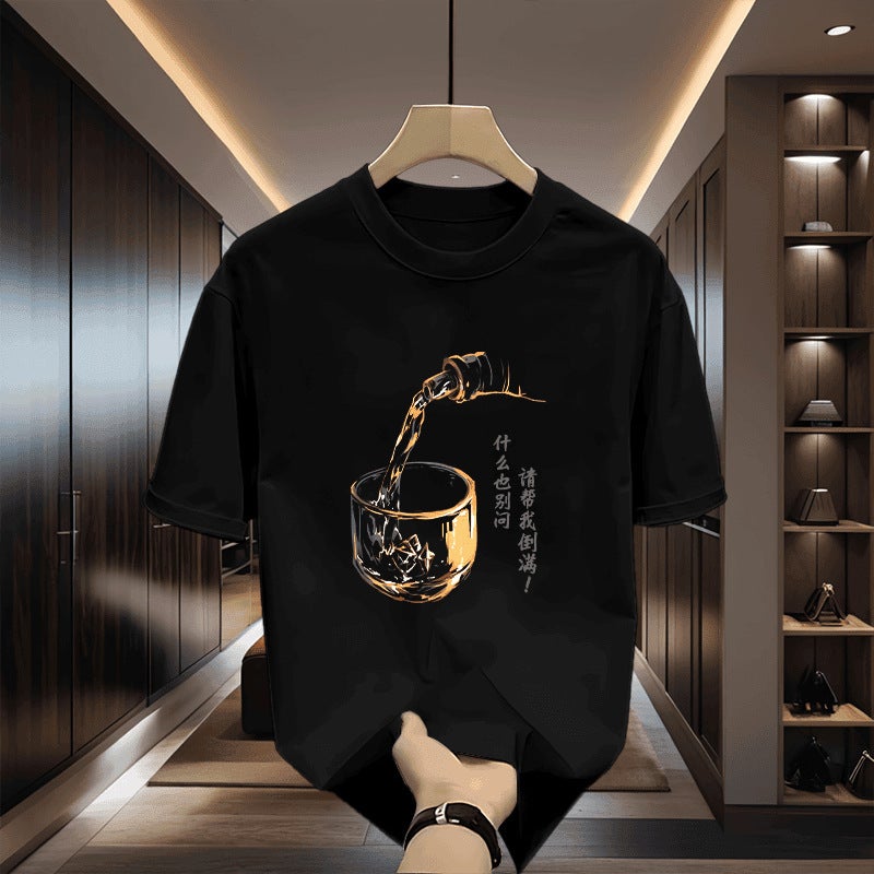American Simple Style Letter Printed Short-Sleeved T-Shirt Men'S Summer Trendy Brand Loose Cotton Versatile Casual Bottoming Top - Image 1