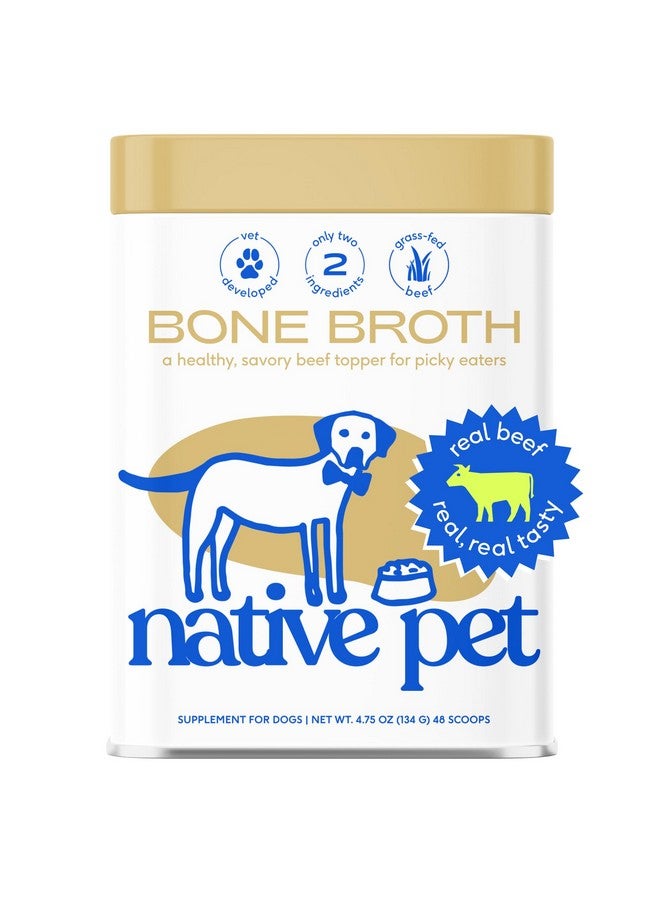 Native Pet Bone Broth for Dogs and Cats - Dog Bone Broth Powder for Dog Food Topper for Picky Eaters - Cat and Dog Broth - Dog Gravy Topper for Dry Food - Beef Broth for Dogs and Cats - 4.75 oz - Image 1