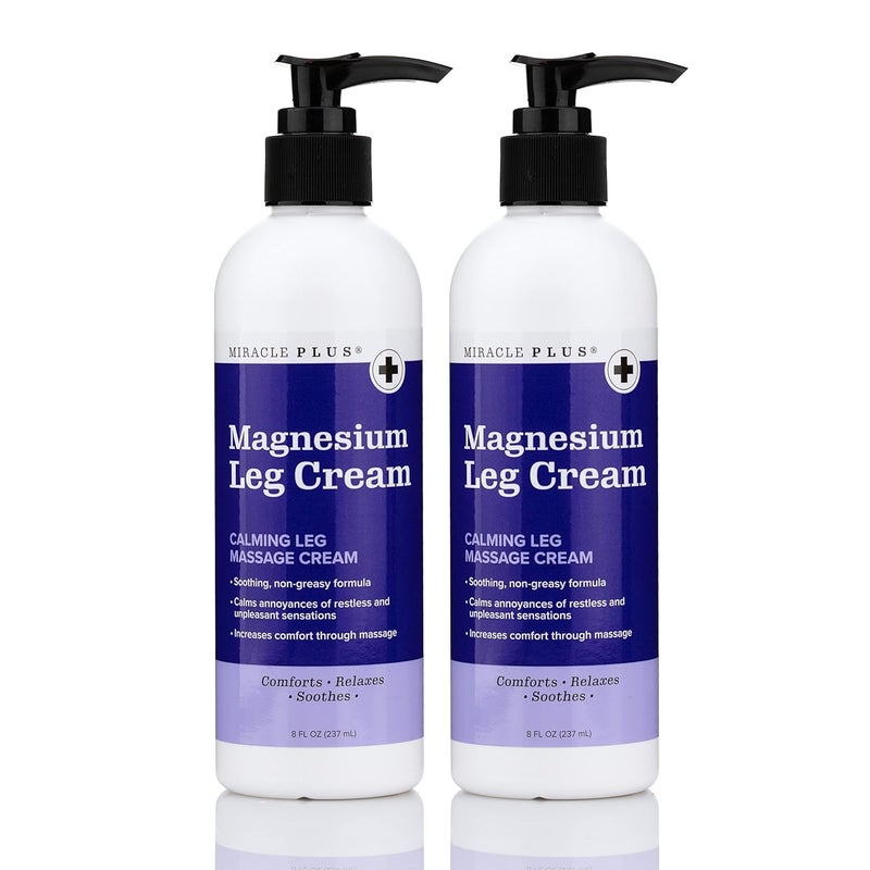 Miracle Plus Magnesium Cream For Leg Relief  Magnesium Lotion Calming Leg Cream Herbal Moisturizer Topical Body Butter Soothes  Calms Sensations Itching  Shaking 2pc