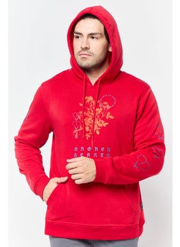 Originals by Brooklyn Cloth Men Hooded Graphic Print Sweatshirts, Red  - Image 1