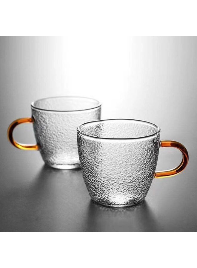 آنا 110 مل 2 قطعة مجموعة أكواب قهوة وشاي زجاجية شفافة مقاومة للحرارة بتصميم مطرقة - Image 1