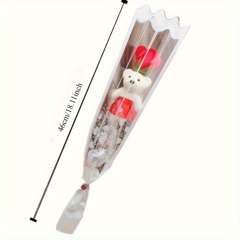 10pcs Red Artificial Bear Bouquet Romantic Birthday Valentine Gift for Home Decor Holiday Party Decoration - Image 3