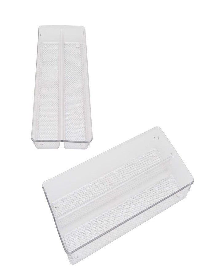 STORE 2508 Store2508 Clear Acrylic Organiser Tray with 2 Compartments 30x15x5 Cm Pack of 2 Transparent - Image 1
