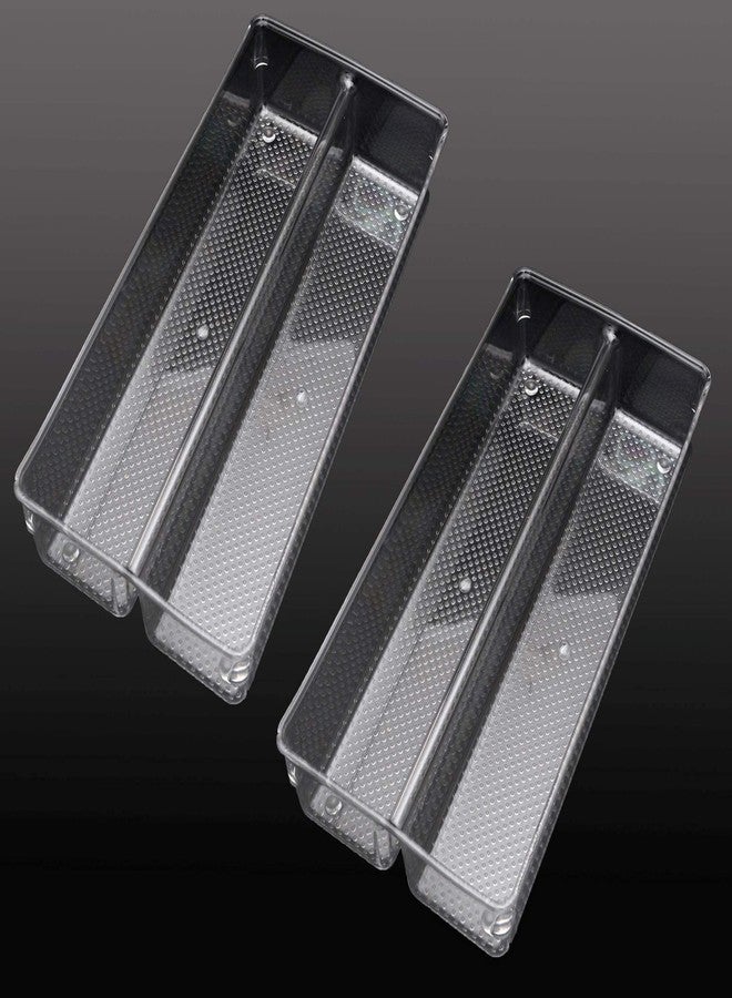 STORE 2508 Store2508 Clear Acrylic Organiser Tray with 2 Compartments 30x15x5 Cm Pack of 2 Transparent - Image 2