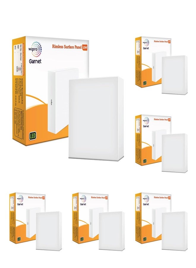 wipro Polycarbonate Garnet 12W Rimless Square Led Surface Panel | Cool White Light (6500K) | Elegant Rimless Design for Wider Spread of Light | Surface Mounted Led Down Light for Ceiling | Pack of 6 - Image 1