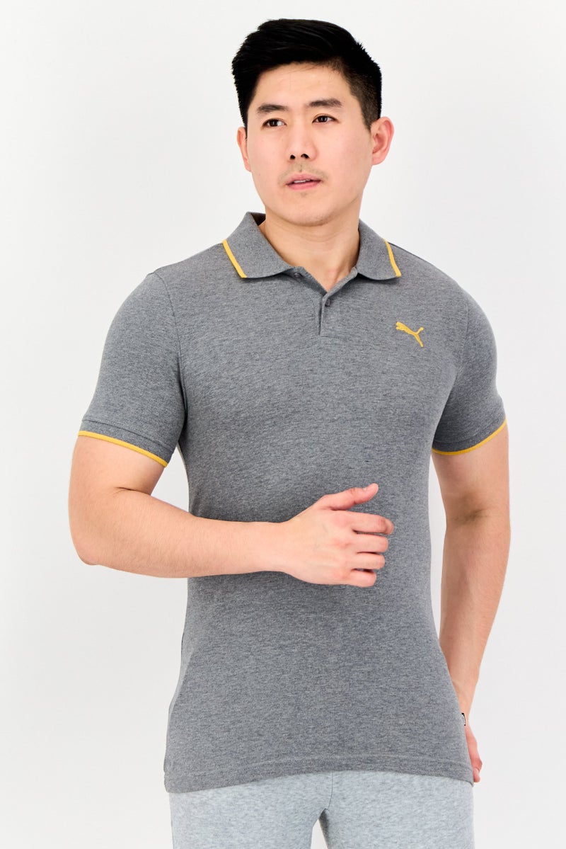 PUMA تي شيرت بولو رياضي للرجال بأكمام قصيرة، خارجي، رمادي - Image 1
