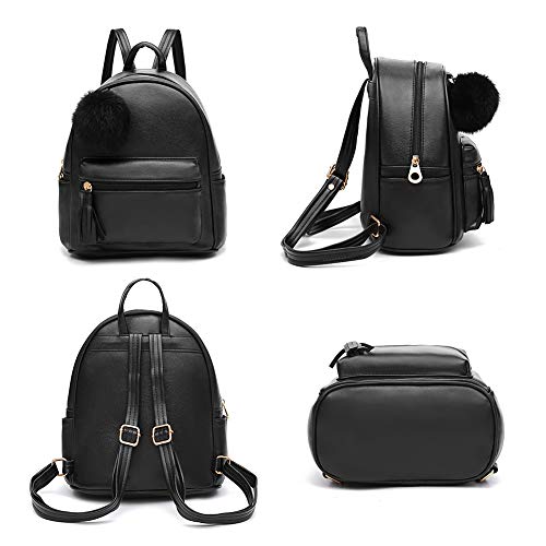 IHAYNER Mini Backpack Purse for Girls Teens Women Purses PU Leather Pom Backpack Shoulder Bag with Charm Tassel - Image 2