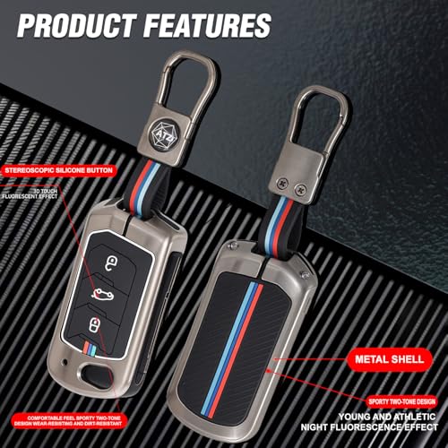 Yearwell Premium Metal Flip Key Cover Compatible for Mahindra Cars, Scorpio N, Thar, 3Xo, Xuv 300, Marazz, Xuv 700, Xuv 400 Ev, Bolero with Microfiber Cloth (Mahindra 3 Button) - Image 2