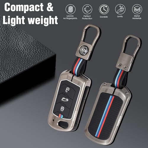 Yearwell Premium Metal Flip Key Cover Compatible for Mahindra Cars, Scorpio N, Thar, 3Xo, Xuv 300, Marazz, Xuv 700, Xuv 400 Ev, Bolero with Microfiber Cloth (Mahindra 3 Button) - Image 3