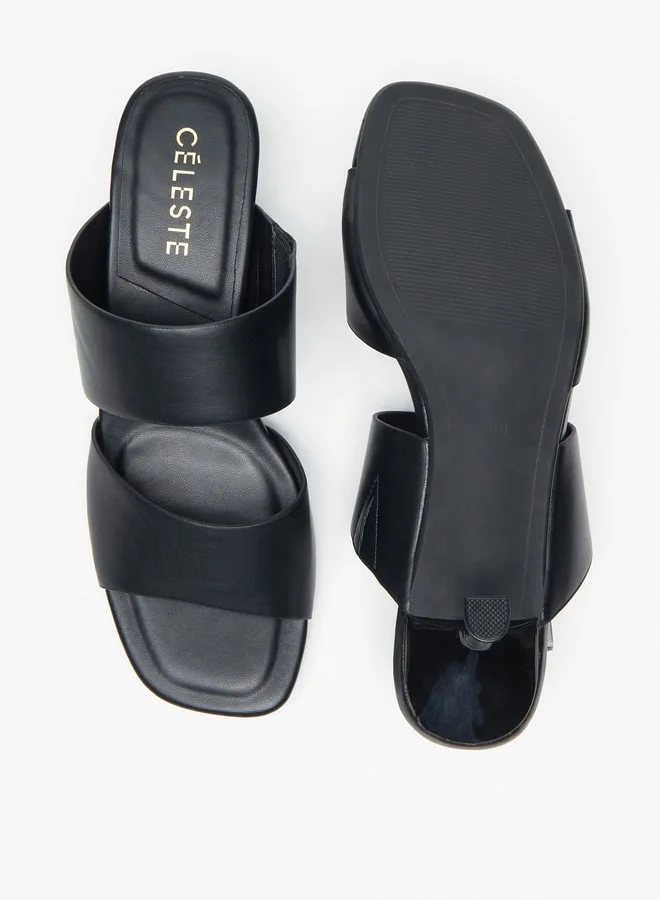 سيليست Women's Solid Slip-On Sandals with Kitten Heels
