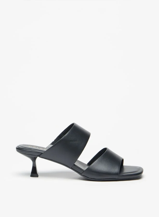 سيليست Women's Solid Slip-On Sandals with Kitten Heels