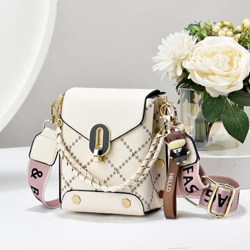Xiaoyu Small Crossbody Bags for Women Fashion Cell Phone Purse Shoulder Handbags with Wide Strap (Beige) - Image 2
