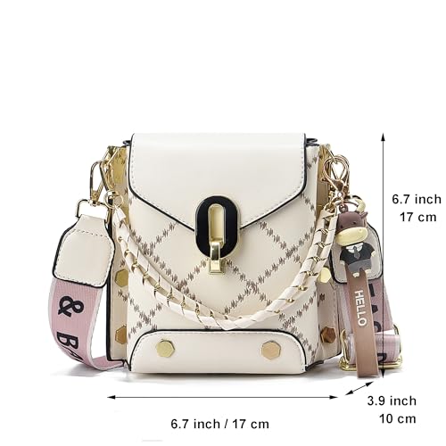 Xiaoyu Small Crossbody Bags for Women Fashion Cell Phone Purse Shoulder Handbags with Wide Strap (Beige) - Image 3