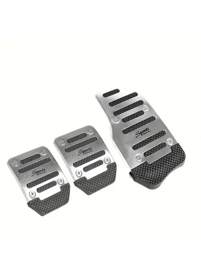 Blue 3pcs Aluminum Alloy Anti Slip Automotive Pedal Set Ergonomic Design Durable Lightweight For Accelerator Brake Manual Transmission Vehicles Interior Upgrade - Image 3