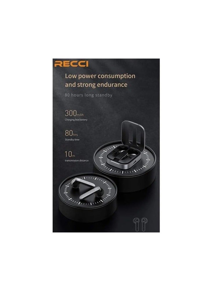 RECCI RT13 - Wireless earphones - Easy to wear and comfortable for long-term use - With touch feature - Gaming headset - HIFI and HD sound - Type-C fast charging port - Gray color, in-ear - Image 2