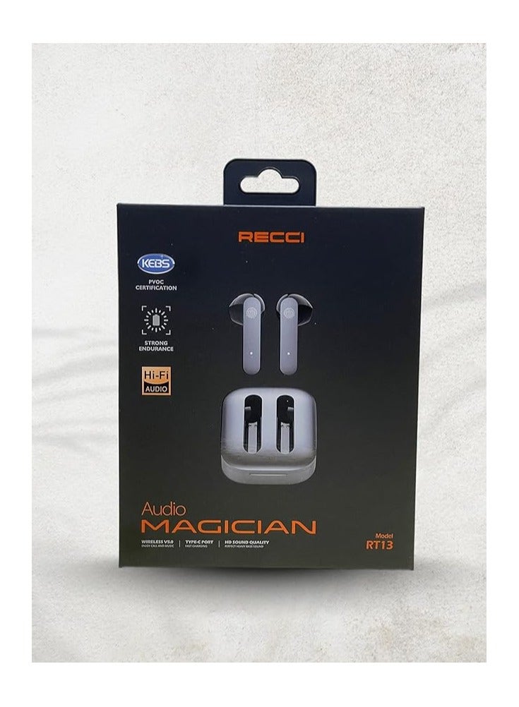 RECCI RT13 - Wireless earphones - Easy to wear and comfortable for long-term use - With touch feature - Gaming headset - HIFI and HD sound - Type-C fast charging port - Gray color, in-ear - Image 5