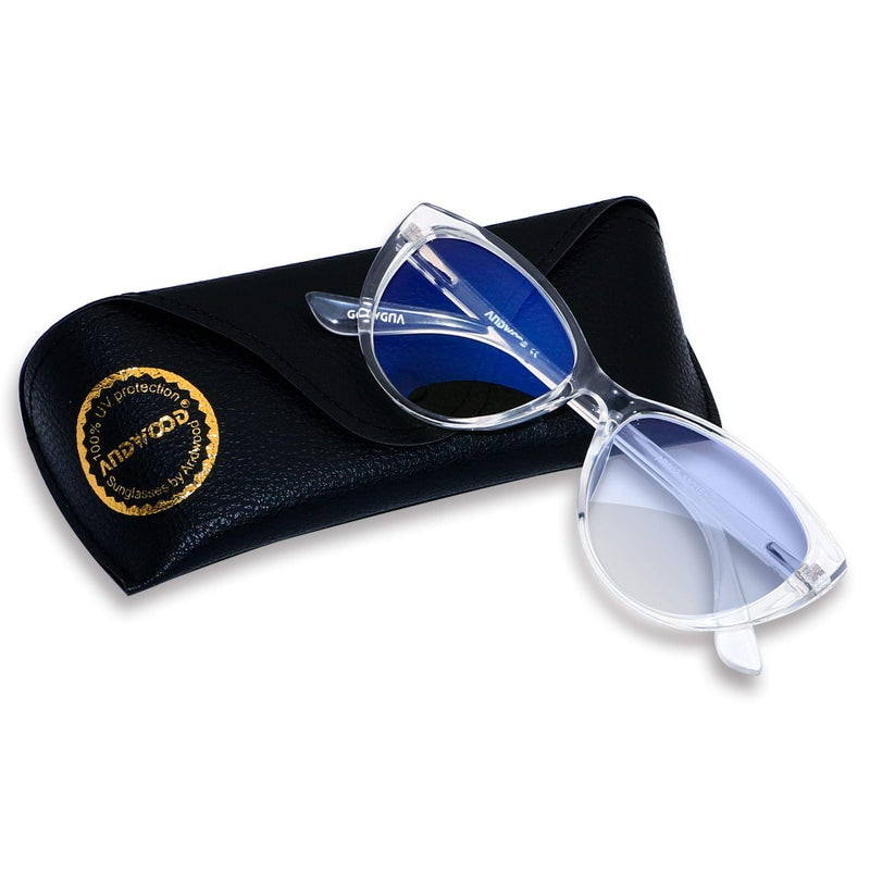 ANDWOOD Blue Light Blocking Glasses Women Bluelight Blocker Computer Cateye Clear Cat Eye Eyeglasses Frame Crystal - Image 2
