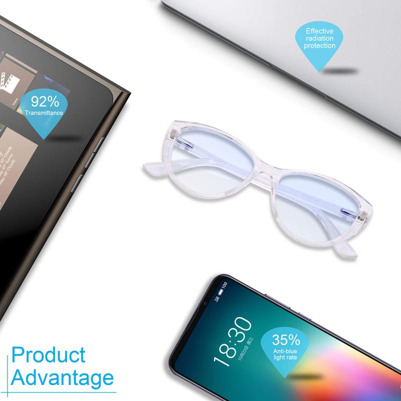 ANDWOOD Blue Light Blocking Glasses Women Bluelight Blocker Computer Cateye Clear Cat Eye Eyeglasses Frame Crystal - Image 4