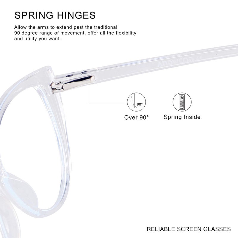 ANDWOOD Blue Light Blocking Glasses Women Bluelight Blocker Computer Cateye Clear Cat Eye Eyeglasses Frame Crystal - Image 3