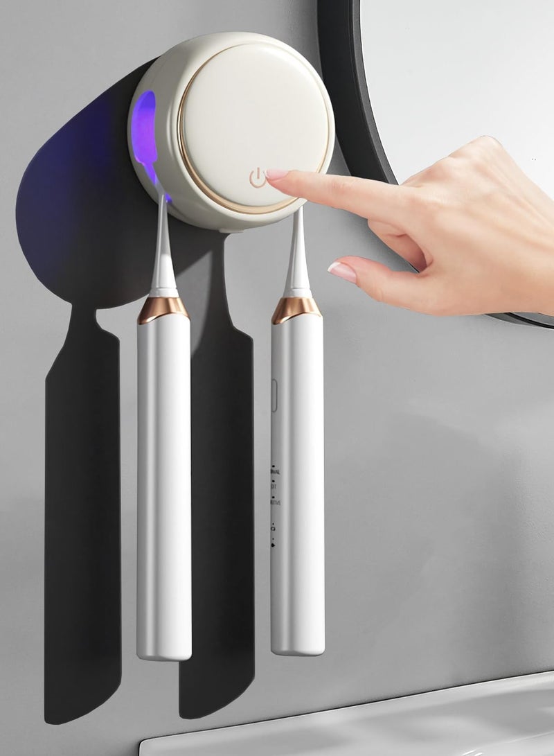 Toothbrush Holders for Bathrooms,Rechargeable Travel Toothbrush Holder,Home Wall Mounted Toothbrush Organizer with 2 Brush Slots, Smart Drying Toothbrush Cleaner (White) - Image 1