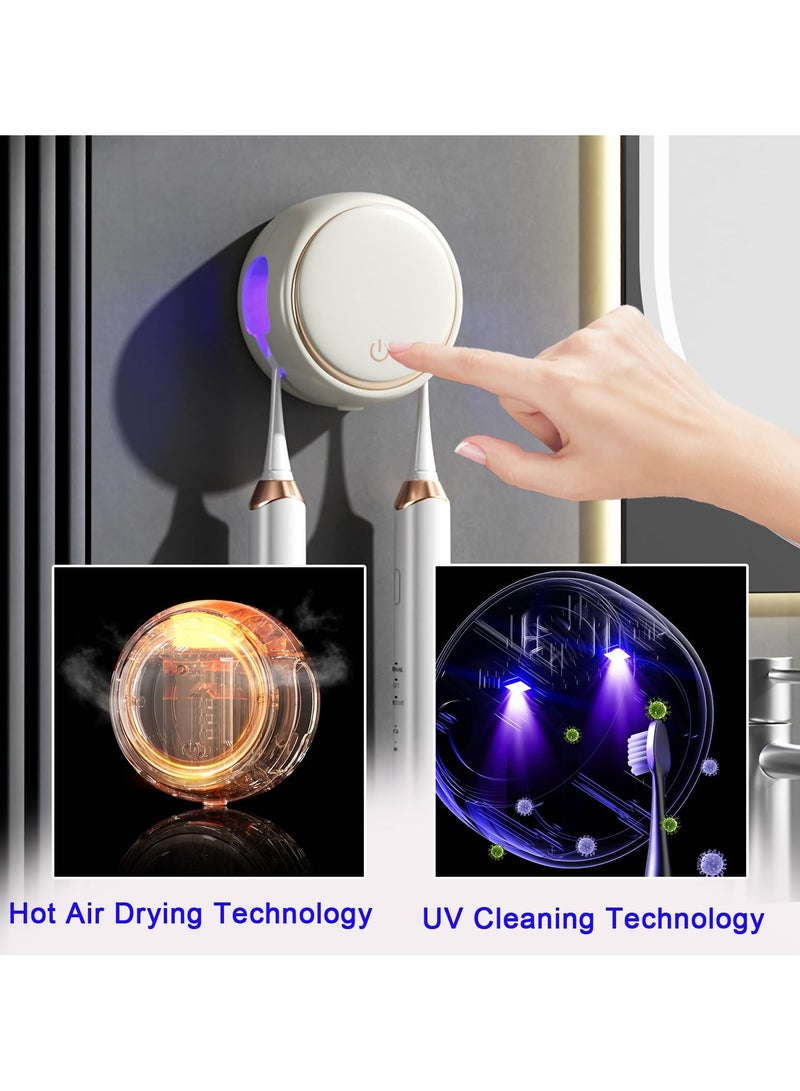 Toothbrush Holders for Bathrooms,Rechargeable Travel Toothbrush Holder,Home Wall Mounted Toothbrush Organizer with 2 Brush Slots, Smart Drying Toothbrush Cleaner (White) - Image 3