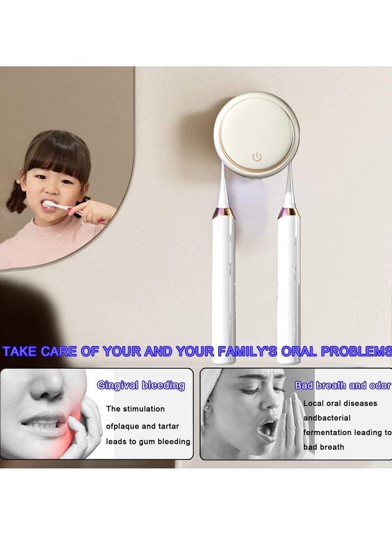 Toothbrush Holders for Bathrooms,Rechargeable Travel Toothbrush Holder,Home Wall Mounted Toothbrush Organizer with 2 Brush Slots, Smart Drying Toothbrush Cleaner (White) - Image 4