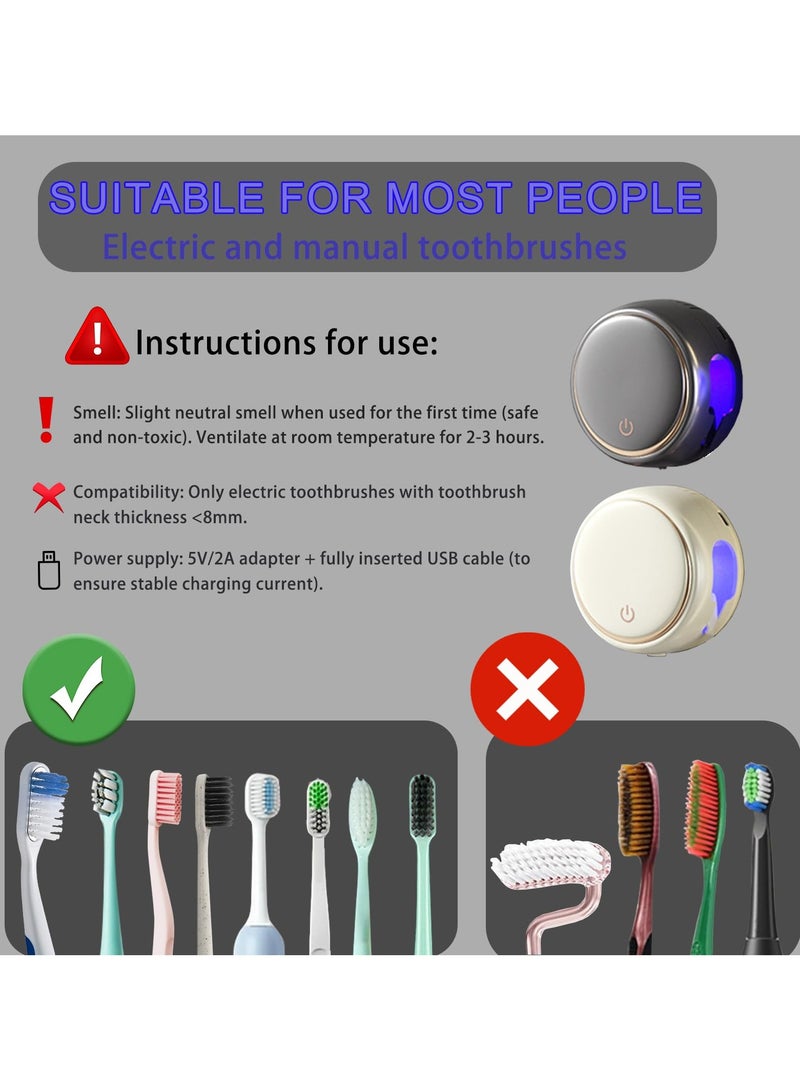 Toothbrush Holders for Bathrooms,Rechargeable Travel Toothbrush Holder,Home Wall Mounted Toothbrush Organizer with 2 Brush Slots, Smart Drying Toothbrush Cleaner (White) - Image 5