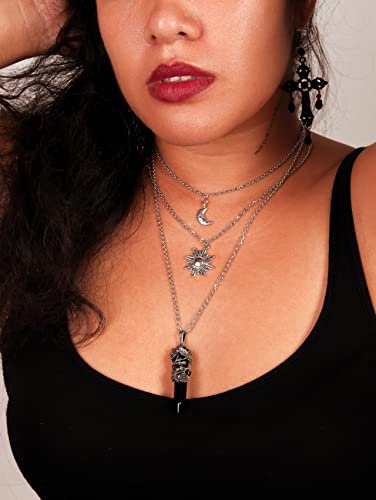 Sacina Gothic Crescent Moon Choker, Moon Sun Star Choker Necklace, Goth Gothic Necklace, Halloween Christmas Jewelry Gift for Women - Image 4