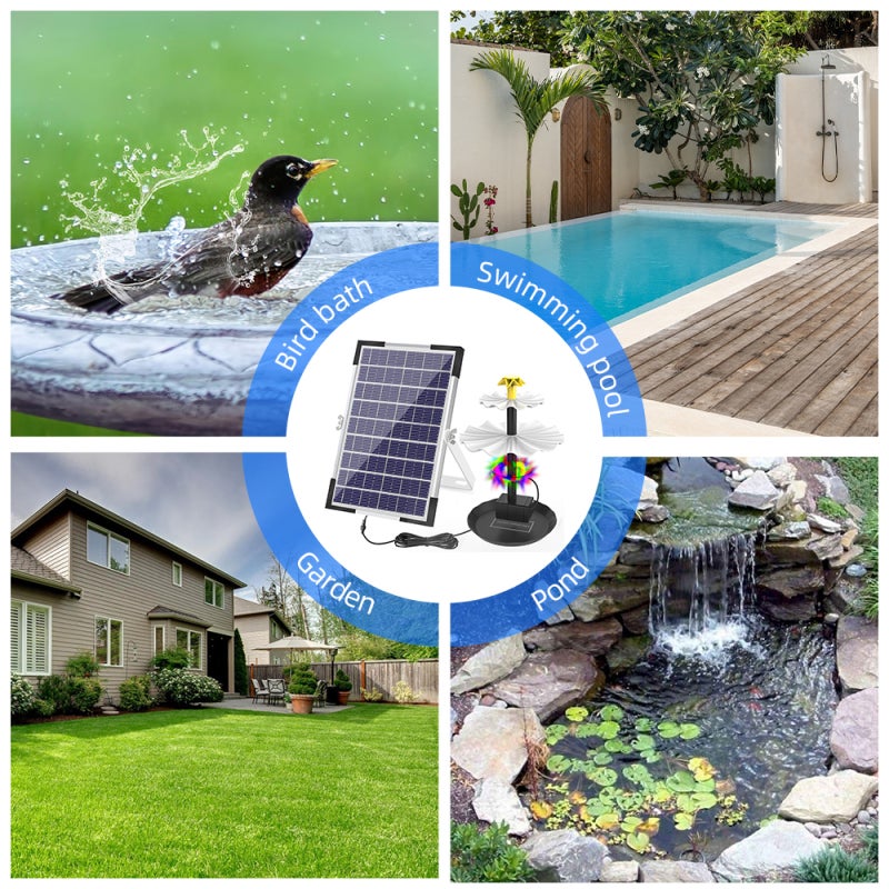 Solar Water Fountain: 2.5W/4W/6W/10W Optional Power, IP68 Waterproof, 9 Nozzle Heads, Three-Tier Flow - High Efficiency Solar Panel for Outdoor Garden, Bird Bath, Pond Patio - Image 4