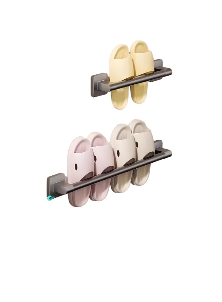 XiuWoo 2-Pack Slipper Rod, 30 Cm With 50 Cm Slipper Rack For Bathroom, Sticky Bathroom Slipper Rod Slipper Shoe Rack Wall-Mounted Slipper Rack For Bathroom Wall, Bathroom Accessories - Image 1