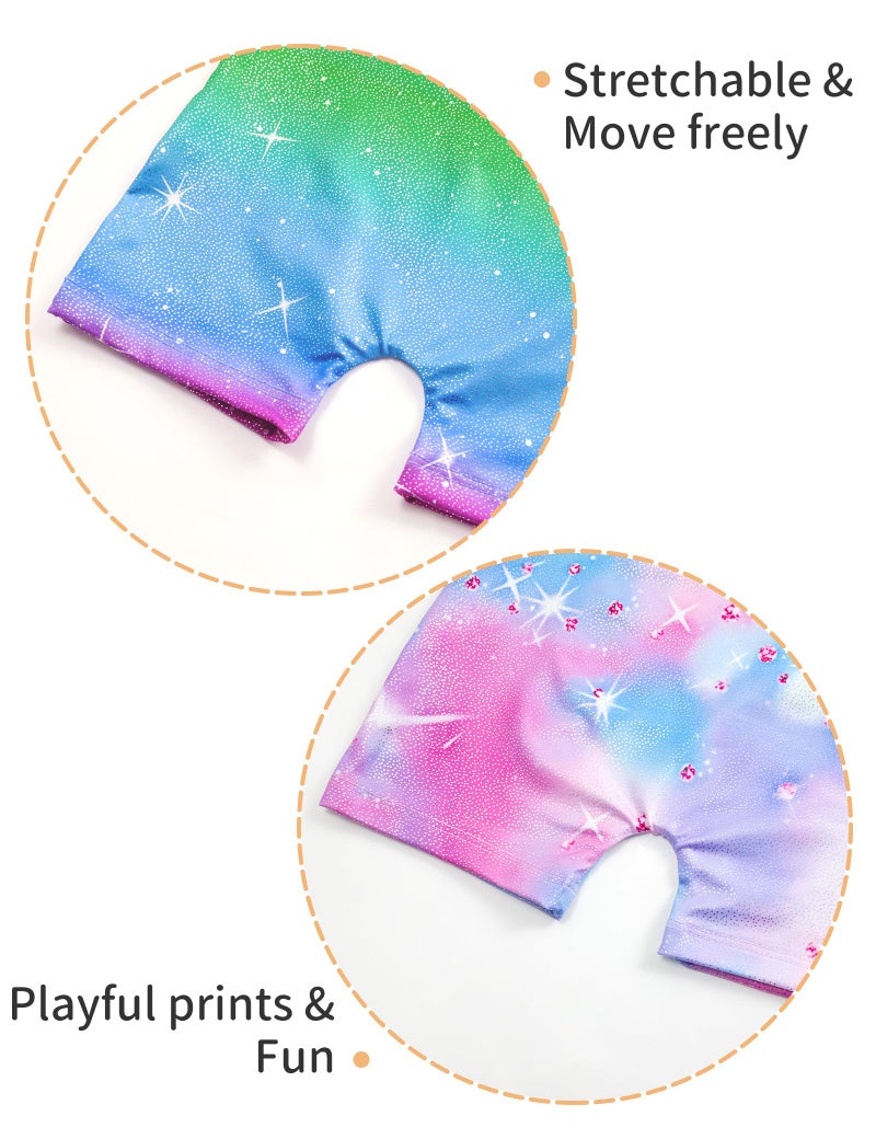 Nokecina Girls Leotards for Gymnastics Size 6-7 Years Old Rainbow Stripes Diamond Unitards 2 Pack Sparkly Tumbling Bodusuits - Image 5
