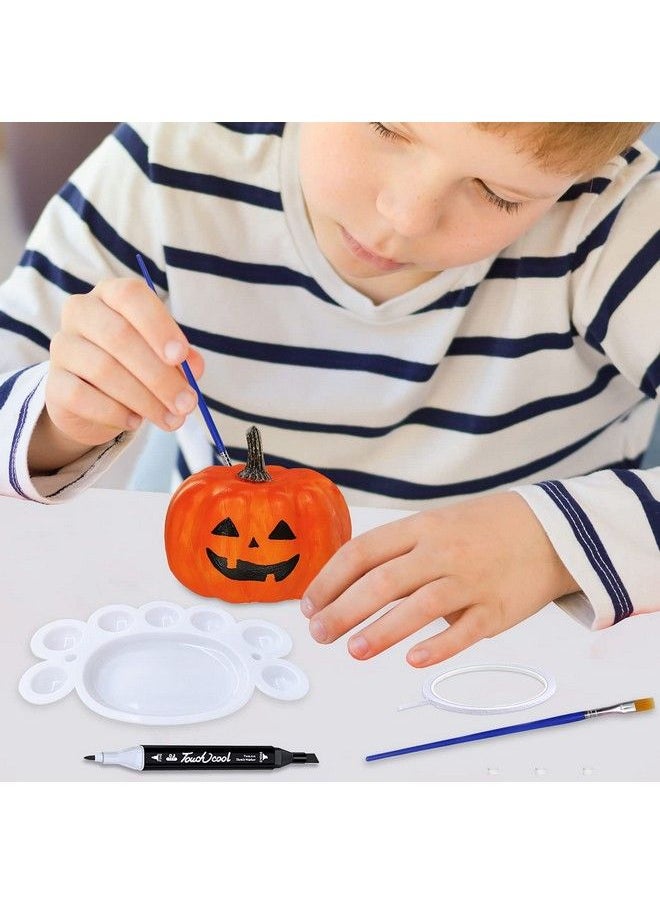 Winlyn - 12 Sets Diy Fall Pumpkin Painting Kits Assorted White Foam Pumpkins Craft Pumpkins To Paint For Kids Classroom Activity Art Projects Halloween Thanksgiving Fall Gifts Party Favors Holiday Décor - Image 1
