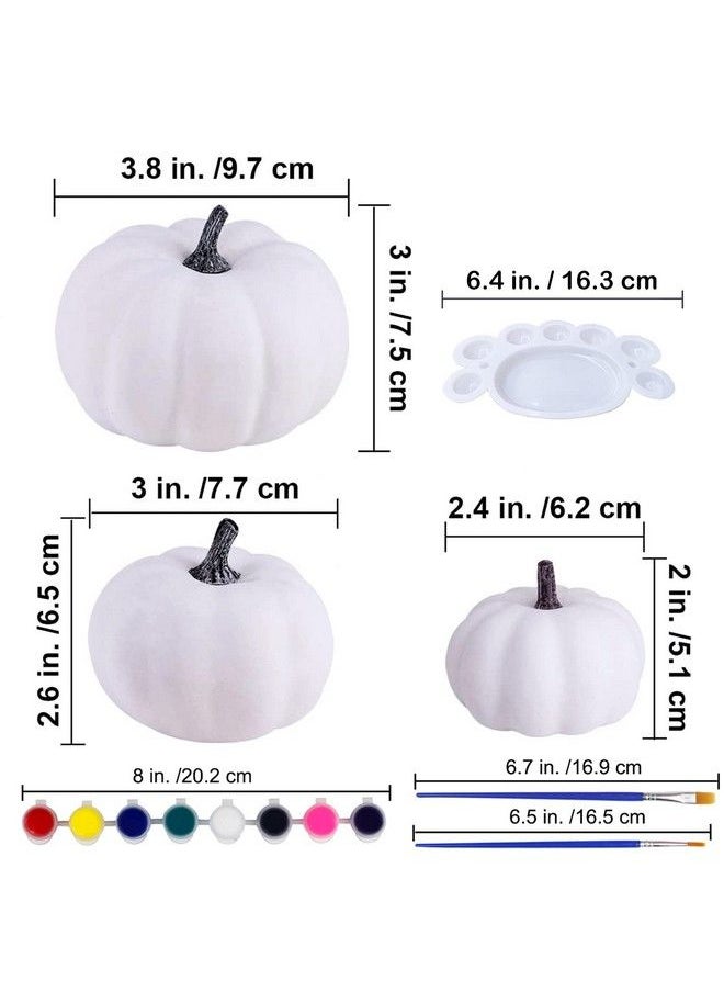 Winlyn - 12 Sets Diy Fall Pumpkin Painting Kits Assorted White Foam Pumpkins Craft Pumpkins To Paint For Kids Classroom Activity Art Projects Halloween Thanksgiving Fall Gifts Party Favors Holiday Décor - Image 1
