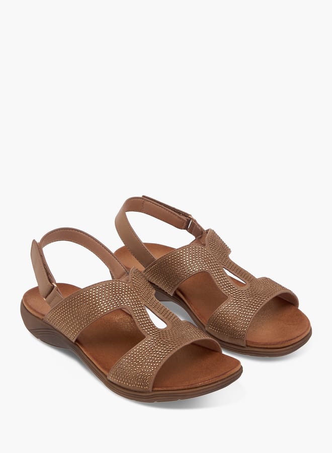 Le Confort Women's Embellished Sandals with Hook and Loop Closure  - Image 1