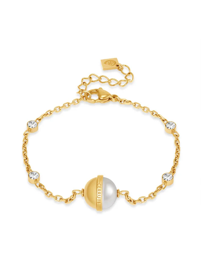 Luciana Gold Center Round White Stone Bracelet